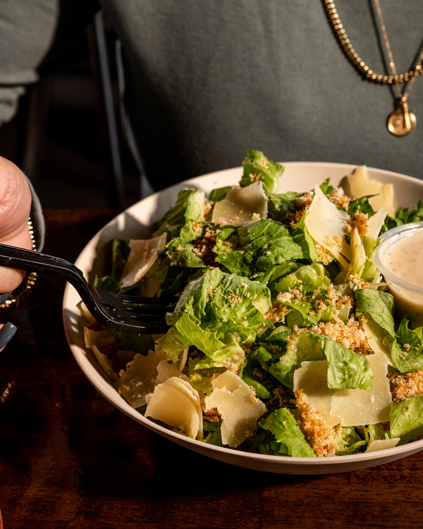 ceasar salad with fresh parmesan and croutons
